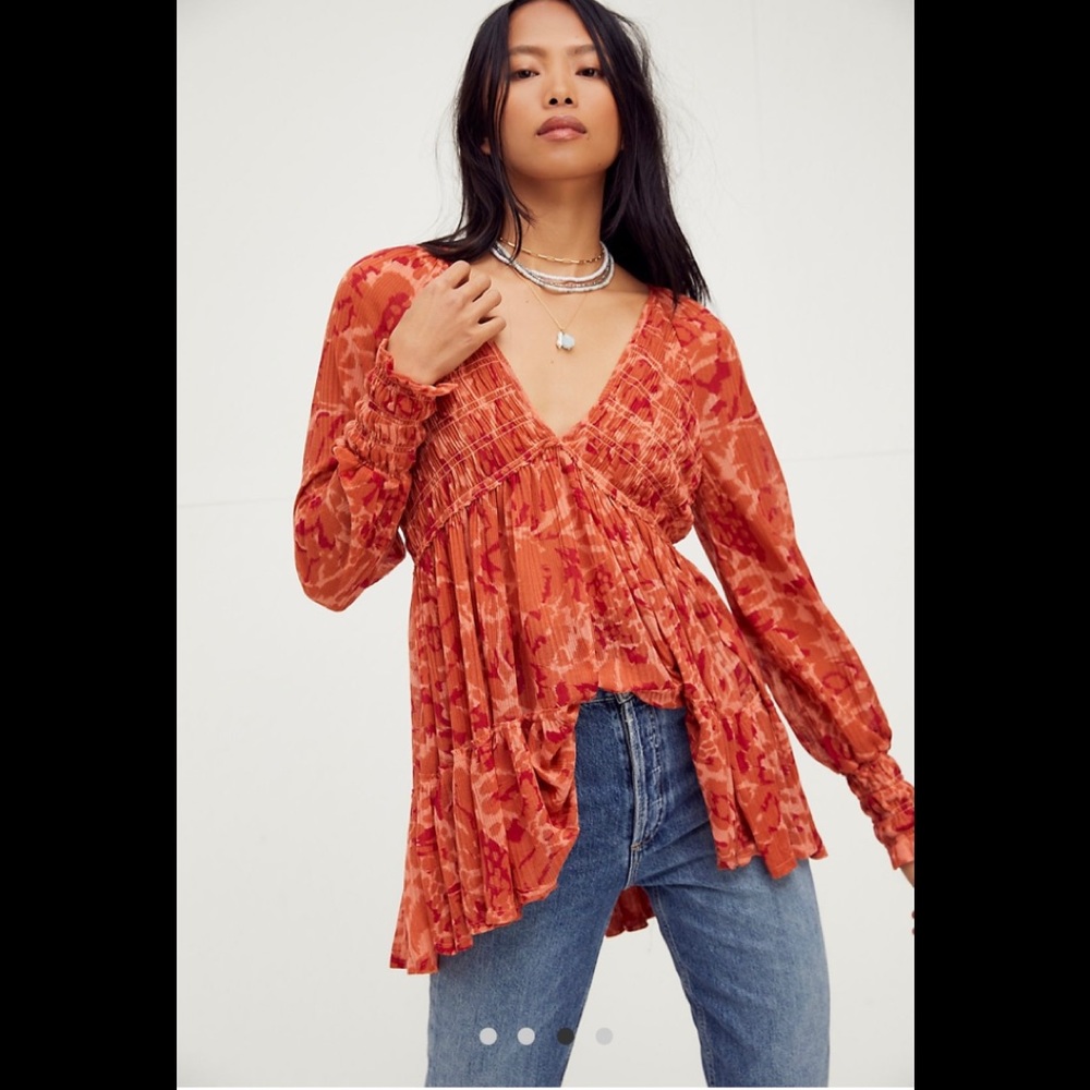 Free People Dark Romance Tunic Size Large - NWT Merlot Combo